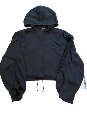 girlfriend collective Black Cropped
Hooded Bomber Jacket